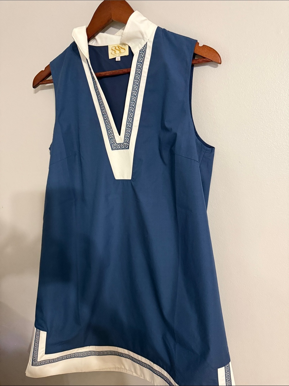 SSYS The label Navy Sleeveless Poplin Tunic with White Trim